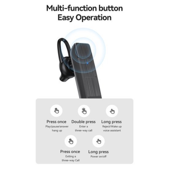 Usams Bluetooth Μονό Earphone Usams-Bt2, 100Mah, 3-Way Κλήσεις, Μαύρο