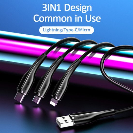 Usams Καλώδιο Usb Σε Usb-C/Lightning/Micro Usb Us-Sj374, 2A, 1M, Μαύρο Usams Καλώδιο Usb Σε Usb-C/Lightning/Micro Usb Us-Sj374, 2A, 1M, Μαύρο