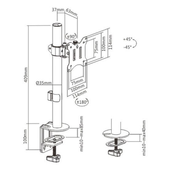 Brateck Βάση Γραφείου Ldt57-C01 Για Οθόνη 17"-32", Έως 9Kg Brateck Βάση Γραφείου Ldt57-C01 Για Οθόνη 17"-32", Έως 9Kg