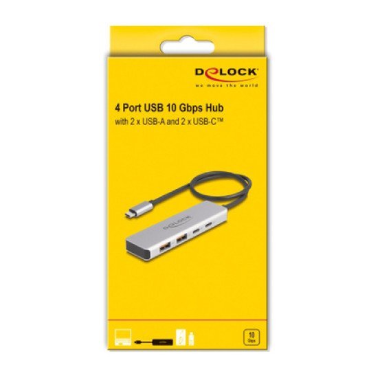Delock Usb-C Hub 64230, 2X Usb/2X Usb-C Θύρες, 10 Gbps, Γκρι Delock Usb-C Hub 64230, 2X Usb/2X Usb-C Θύρες, 10 Gbps, Γκρι