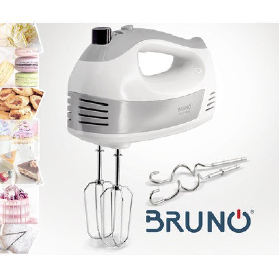 Bruno Μίξερ Χειρός Brn-0110, 500W, 5 Ταχύτητες & Turbo, Λευκό Bruno Μίξερ Χειρός Brn-0110, 500W, 5 Ταχύτητες & Turbo, Λευκό