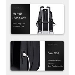 Arctic Hunter Τσάντα Πλάτης B00487 Θήκη Laptop 15.6", Λουκέτο Tsa, Μαύρη