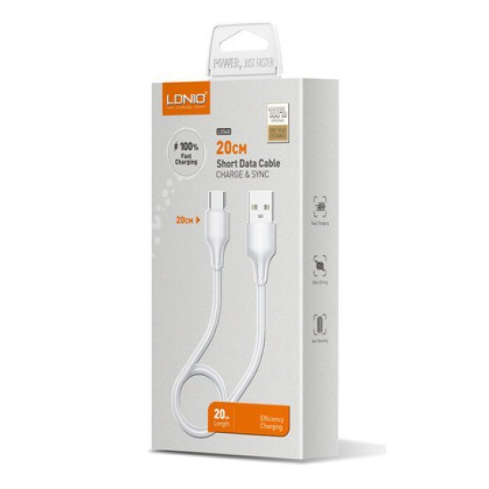 Ldnio Καλώδιο Lightning Σε Usb Ls540, 2.4A, 20Cm, Λευκό Ldnio Καλώδιο Lightning Σε Usb Ls540, 2.4A, 20Cm, Λευκό