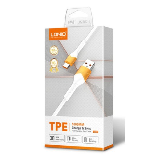 Ldnio Καλώδιο Lightning Σε Usb Ls801, 30W, 1M, Μπλε Ldnio Καλώδιο Lightning Σε Usb Ls801, 30W, 1M, Μπλε