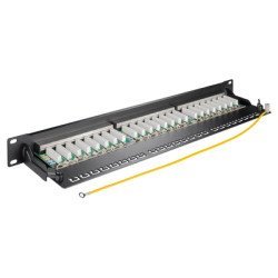 Goobay Patch Panel 90854, 19"/1U, 24X Ports, Cat 6A Stp, Μαύρo Goobay Patch Panel 90854, 19"/1U, 24X Ports, Cat 6A Stp, Μαύρo