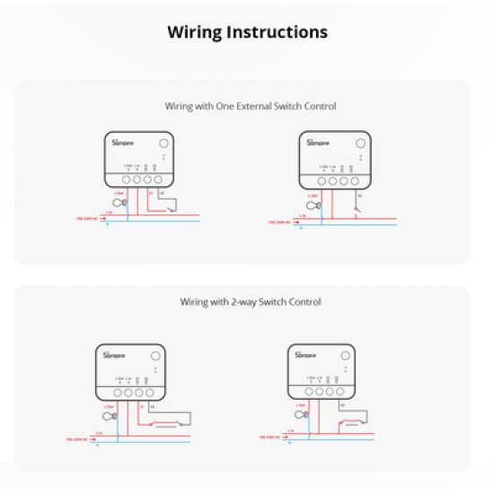 Sonoff Smart Διακόπτης Zbmini-L2, 1-Gang, Zigbee 3.0, Λευκός