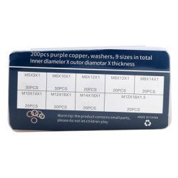 Σετ Χάλκινες Ροδέλες Da15, Διάφορα Μεγέθη, 200Τμχ