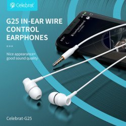 Celebrat Earphones Με Μικρόφωνο G25, 3.5Mm, 1.2M, Μαύρα