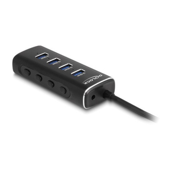 Delock Usb-C Hub 64233 Με Διακόπτες, 4X Usb Θύρες, 10Gbps, Μαύρο