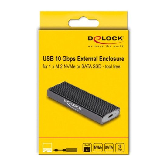 Delock Θήκη Για M.2 Nvme Pcie/Sata Ssd 42019, Tool Free, 10Gbps, Μαύρη Delock Θήκη Για M.2 Nvme Pcie/Sata Ssd 42019, Tool Free, 10Gbps, Μαύρη