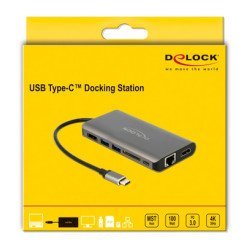 Delock Docking Station 87683, 7 Θυρών, Usb-C Σύνδεση, 100W Pd, 4K, Γκρι