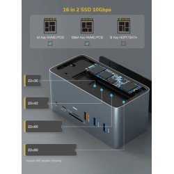 Cabletime Docking Station Dock162-Ag2, Θήκη Ssd, 15 Θύρες, 4K 100W, Γκρι Cabletime Docking Station Dock162-Ag2, Θήκη Ssd, 15 Θύρες, 4K 100W, Γκρι
