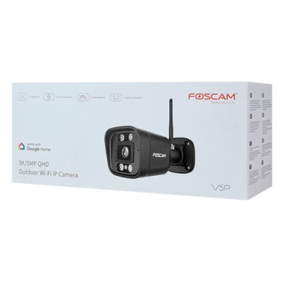 Foscam Smart Ip Κάμερα V5P, 5Mp 3K, 6X Zoom, Wifi, Ip66, Onvif, Μαύρη