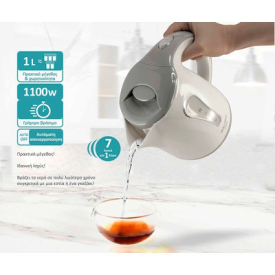 Bruno Βραστήρας Νερού Brn-0141, 1L, 1100W, Λευκό-Γκρι Bruno Βραστήρας Νερού Brn-0141, 1L, 1100W, Λευκό-Γκρι