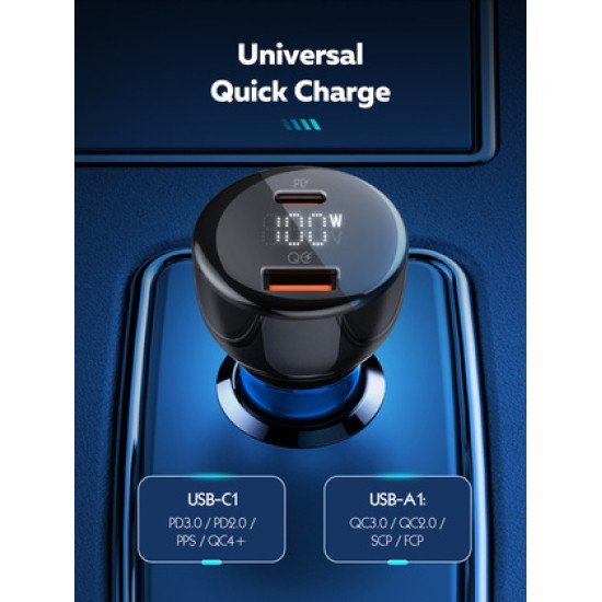Ldnio Φορτιστής Αυτοκινήτου C101 Με Καλώδιο, Usb/Usb-C, 100W Pd, Μαύρος Ldnio Φορτιστής Αυτοκινήτου C101 Με Καλώδιο, Usb/Usb-C, 100W Pd, Μαύρος