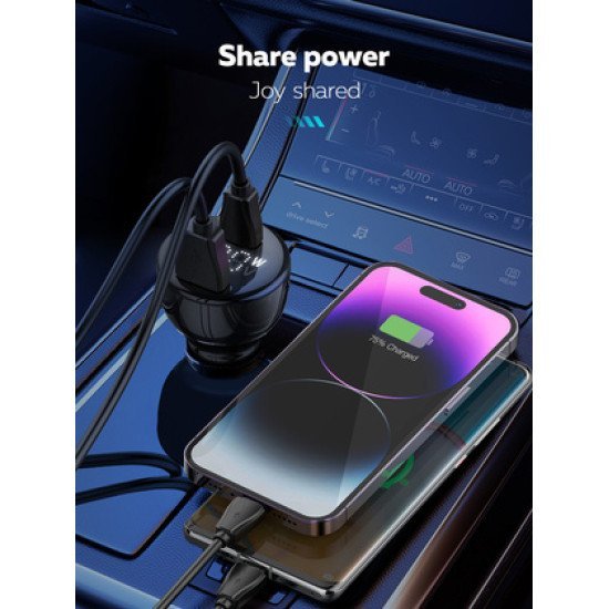 Ldnio Φορτιστής Αυτοκινήτου C101 Με Καλώδιο, Usb/Usb-C, 100W Pd, Μαύρος Ldnio Φορτιστής Αυτοκινήτου C101 Με Καλώδιο, Usb/Usb-C, 100W Pd, Μαύρος