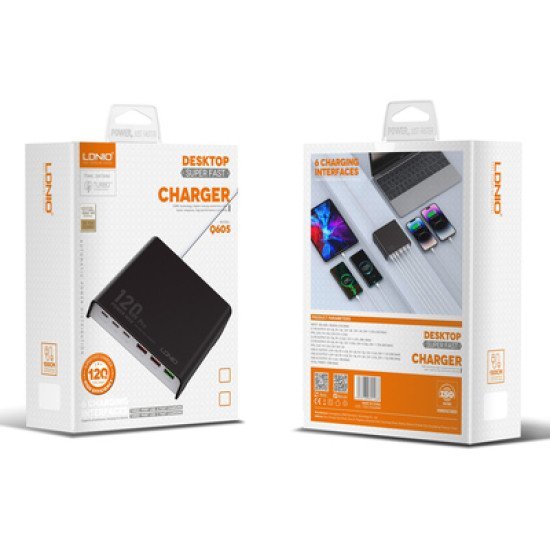 Ldnio Σταθμός Φόρτισης Q605, 3X Usb-C & 3X Usb, 120W, Pd/Qc, Μαύρος Ldnio Σταθμός Φόρτισης Q605, 3X Usb-C & 3X Usb, 120W, Pd/Qc, Μαύρος