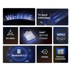 Mercusys Κάρτα Δικτύου Ma86Xe, Axe5400, Wi-Fi 6E, Bluetooth, Pcie, V.1.0 Mercusys Κάρτα Δικτύου Ma86Xe, Axe5400, Wi-Fi 6E, Bluetooth, Pcie, V.1.0