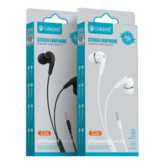 Celebrat Earphones Με Μικρόφωνο G26, 3.5Mm, 1.2M, Μαύρα Celebrat Earphones Με Μικρόφωνο G26, 3.5Mm, 1.2M, Μαύρα