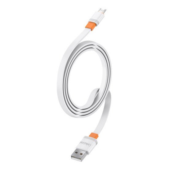 Celebrat Καλώδιο Micro Usb Σε Usb Cb-33M, Flat, 2.1A, 1M, Λευκό Celebrat Καλώδιο Micro Usb Σε Usb Cb-33M, Flat, 2.1A, 1M, Λευκό