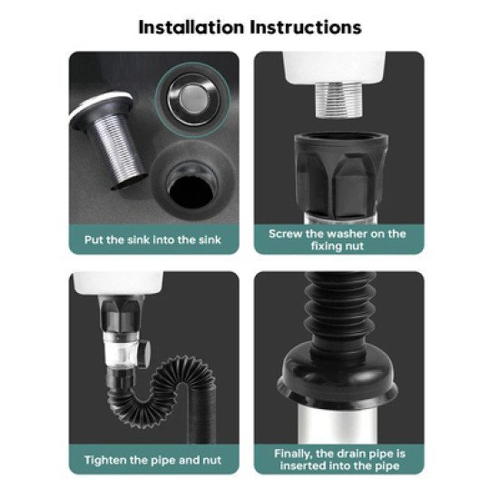 Εύκαμπτο Σιφώνι Νιπτήρα Huh-0139, Μπάνιου/Κουζίνας, Φ32Mm, Λευκό