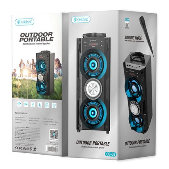 Celebrat Φορητό Ηχείο Os-01, 10W, 1200Mah, Bluetooth, Fm, Led, Μαύρο Celebrat Φορητό Ηχείο Os-01, 10W, 1200Mah, Bluetooth, Fm, Led, Μαύρο