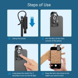 Apexel Φακός Μικροσκόπιο Apl-Ms002 Για Smartphone Κάμερα, 200X Zoom, Led