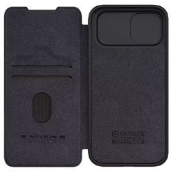 Nillkin Θήκη Qin Pro Για Iphone 15, Δερμάτινη, Μαύρη