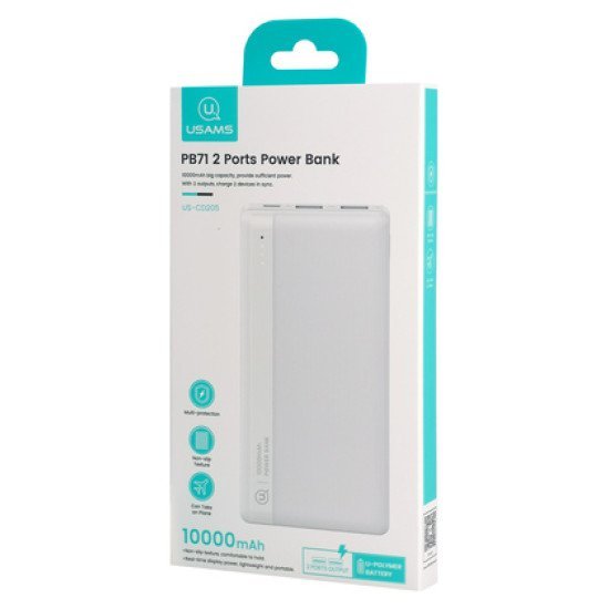 Usams Power Bank Us-Cd205, 2X Usb Θύρες Εξόδου, 10000Mah, 10W, Λευκό Usams Power Bank Us-Cd205, 2X Usb Θύρες Εξόδου, 10000Mah, 10W, Λευκό