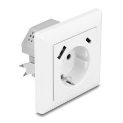 Delock Πρίζα Τοίχου 11499 Με Θύρες Φόρτισης Usb & Usb-C, 18W Pd, Λευκή