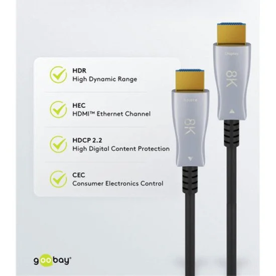 Goobay Καλώδιο Hdmi 2.1 65559 Με Ethernet, 8K/60Hz, 48Gbps, 20M, Μαύρο Goobay Καλώδιο Hdmi 2.1 65559 Με Ethernet, 8K/60Hz, 48Gbps, 20M, Μαύρο