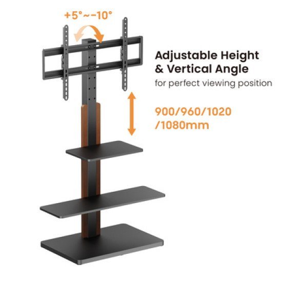 Brateck Βάση Δαπέδου Fs52-46T-02 Για Τηλεόραση 32-75" Έως 40Kg, Με Ράφια Brateck Βάση Δαπέδου Fs52-46T-02 Για Τηλεόραση 32-75" Έως 40Kg, Με Ράφια