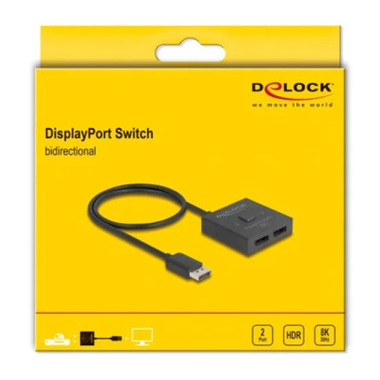 Delock Displayport Switch 18906, 2 Σε 1, Bidirectional, 8K/30Hz, Μαύρο Delock Displayport Switch 18906, 2 Σε 1, Bidirectional, 8K/30Hz, Μαύρο