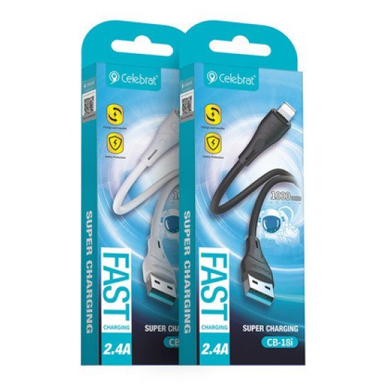 Celebrat Καλώδιο Lightning Σε Usb Cb-18I, 15W 2.4A, 480Mbps, 1M, Λευκό Celebrat Καλώδιο Lightning Σε Usb Cb-18I, 15W 2.4A, 480Mbps, 1M, Λευκό