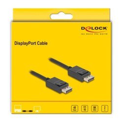 Delock Καλώδιο Displayport 2.1 80493 8K/60Hz 4K/120Hz 40 Gbps, 2M, Μαύρο