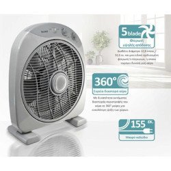 Bruno Ανεμιστήρας Box Fan Brn-0184, Επιτραπέζιος/Δαπέδου, 38W 32Cm, Γκρι