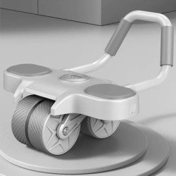 Ρόδα Κοιλιακών Gym-0026 Με Ματ & Χρονόμετρο, Αντιολισθητικές Λαβές, Γκρι