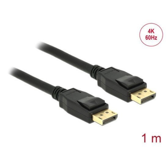 Delock Καλώδιο Displayport 1.2 83805, 4K/60Hz, 21.6 Gbps, 1M, Μαύρο Delock Καλώδιο Displayport 1.2 83805, 4K/60Hz, 21.6 Gbps, 1M, Μαύρο