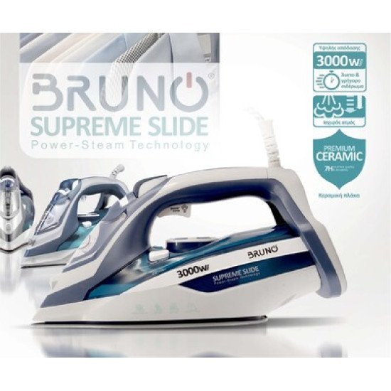 Bruno Σίδερο Ατμού Supreme Slide Brn-0146 Με Κεραμική Πλάκα, 3000W Bruno Σίδερο Ατμού Supreme Slide Brn-0146 Με Κεραμική Πλάκα, 3000W