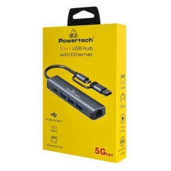Powertech Docking Station Ptr-0150, 5 Θυρών, Usb & Usb-C Σύνδεση, Γκρι Powertech Docking Station Ptr-0150, 5 Θυρών, Usb & Usb-C Σύνδεση, Γκρι