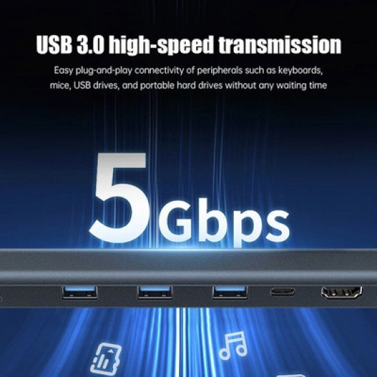 Powertech Docking Station Ptr-0152, 10 Θυρών, Βάση Laptop, Usb-C, Γκρι Powertech Docking Station Ptr-0152, 10 Θυρών, Βάση Laptop, Usb-C, Γκρι