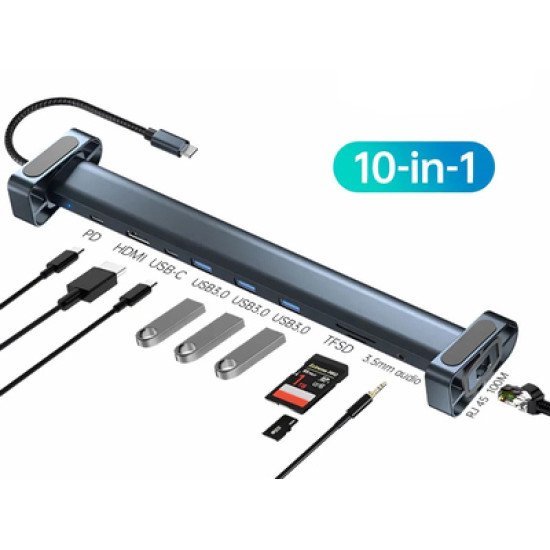 Powertech Docking Station Ptr-0152, 10 Θυρών, Βάση Laptop, Usb-C, Γκρι Powertech Docking Station Ptr-0152, 10 Θυρών, Βάση Laptop, Usb-C, Γκρι