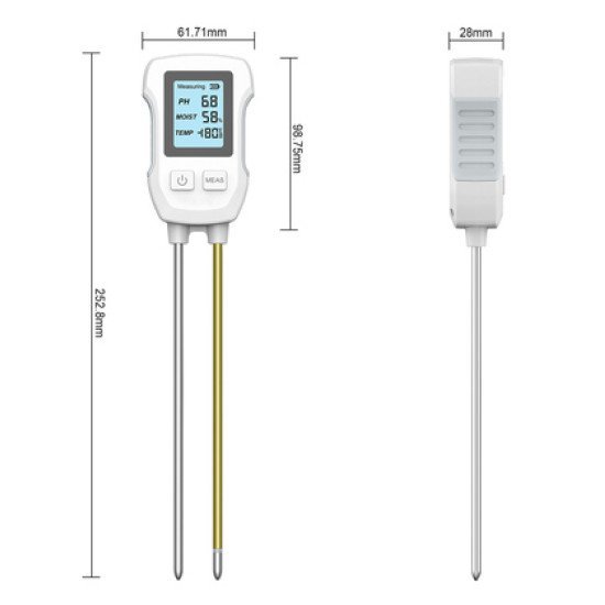 Inhocon 3 Σε 1 Ψηφιακός Μετρητής Εδάφους Sgs07, Ph/Υγρασία/Θερμοκρασία