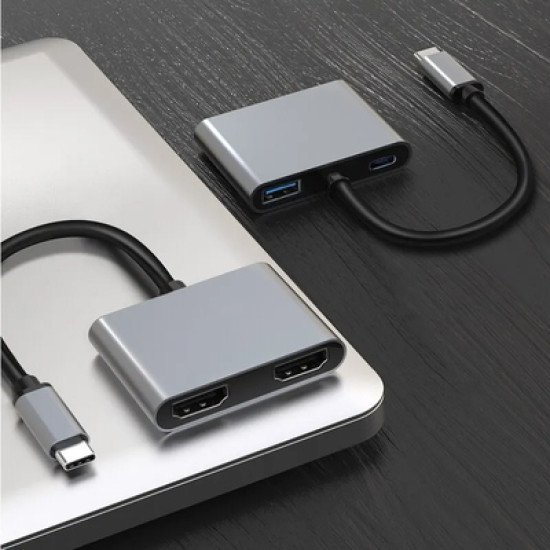 Powertech Docking Station Pth-113, 4 Θυρών, Usb-C, 4K, 100W, Γκρι Powertech Docking Station Pth-113, 4 Θυρών, Usb-C, 4K, 100W, Γκρι