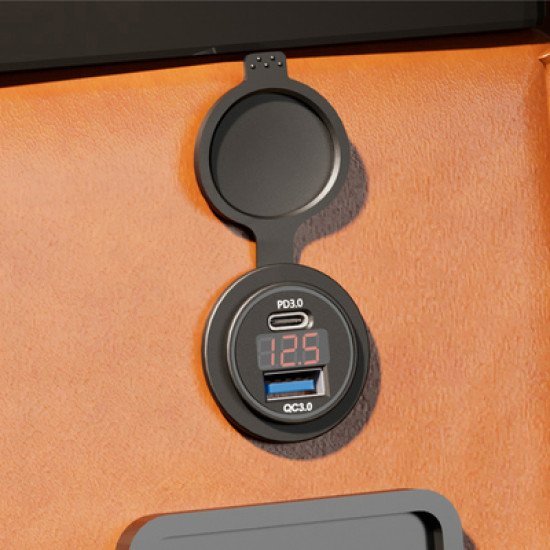 Powertech Πρίζα Usb Για Σκάφη & Οχήματα Ptl-005, Usb/Usb-C 36W, Με Οθόνη Powertech Πρίζα Usb Για Σκάφη & Οχήματα Ptl-005, Usb/Usb-C 36W, Με Οθόνη