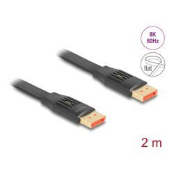 Delock Καλώδιο Displayport 81006, Flat, 8K/60Hz 32.4 Gbps Hdr, 2M, Μαύρο