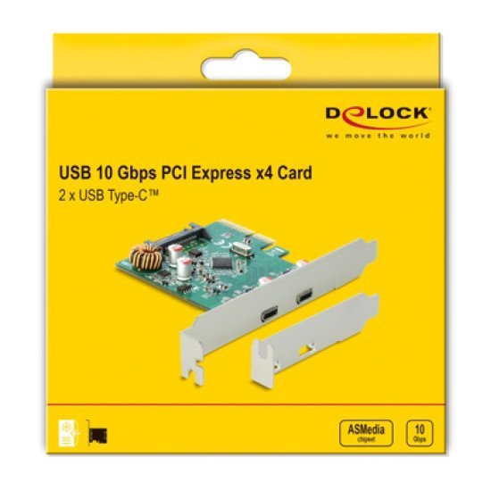 Delock Κάρτα Επέκτασης Pci Express X4 Σε 2X Usb-C 90397, 10 Gbps