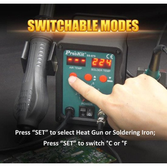 Proskit Σταθμός Συγκόλλησης Ss-979B, Κολλητήρι/Air Gun, 760W, 200-480 °C Proskit Σταθμός Συγκόλλησης Ss-979B, Κολλητήρι/Air Gun, 760W, 200-480 °C