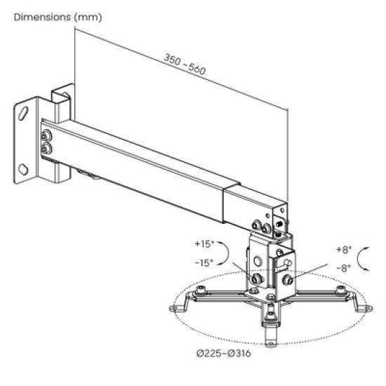 Powertech Βάση Projector Οροφής Pt-1255, Έως 20Kg Powertech Βάση Projector Οροφής Pt-1255, Έως 20Kg