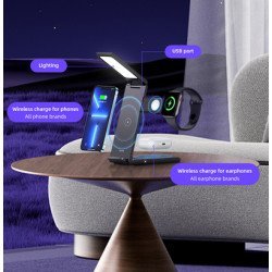 Usams Ασύρματος Φορτιστής Us-Cd181 Με Φωτιστικό, 3 Σε 1, 15W, Μαύρος